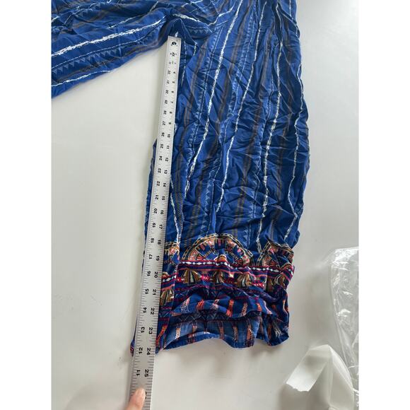 Flying Tomato Jumpsuit Womens X Small Blue Striped Boho Open Back Wide Leg - Picture 9 of 10